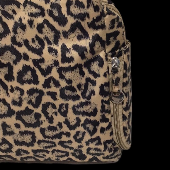 Travelon Leopard Print Shoulder Bag, Polyester, Water Bottle Side Pocket, RFID - Picture 6 of 14